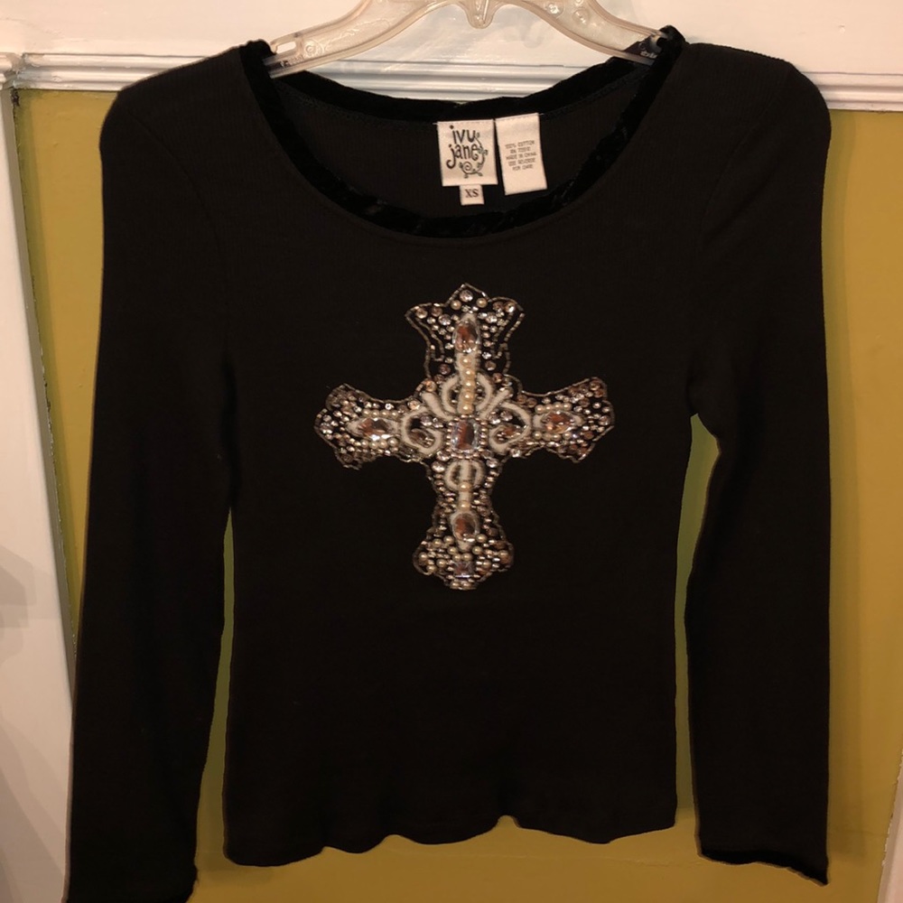 Ribbed Cotton Ivy Jane Top w/ Velvet Trim